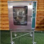 Horno eléctrico trifásico 380v de convección, consumo 16. 000w / medidas: 1,00 m alto x 93 cm ancho x 90 cm fondo / capacidad para 10 bandejas / incluye soporte con ruedas para transporte – alquiler para eventos