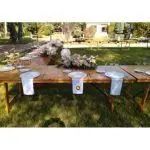 Mesa rústica madera, med. 2,40 x 80 cm – alquiler para eventos