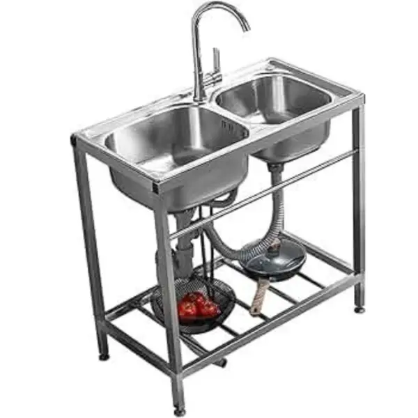 Fregadero Doble Seno Con Escurreplatos 1 Grifo. Med. 82 Cm. De Alto X 120 Cm. De Ancho. X 50 Cm. De Fondo. – alquiler para eventos