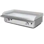 Plancha difri cromo but. /pie 2 fog. Med. 85cm. De alto x 80 cm. De ancho x 40 cm. De fondo. Soporte rueda para transporte. – alquiler para eventos
