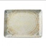 Fuente rectangular fossil llana 23×17 cm – alquiler para eventos