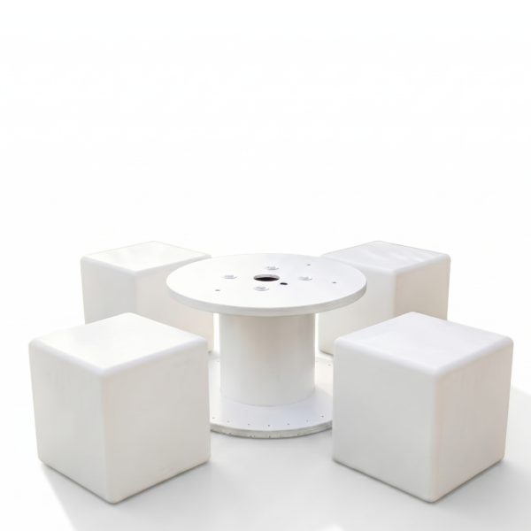 Mesa Auxiliar Carrete Blanco Chill Out Medidas 45 Cm. Altura X 60 Cm. Fondo